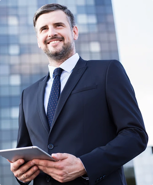 Businessman holding tablet